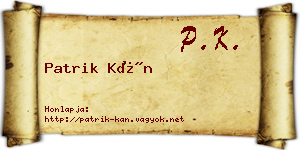Patrik Kán névjegykártya